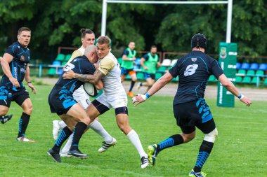 Krasnodar, Rusya Federasyonu - 11,2018 olabilir: Rus Rugby Şampiyonası Erkekler arasında: Kuban (Krasnodar) - beyaz ve Yenisey-Stm - (Krasnoyarsk). Yorucu spor oyunu dramatik oyun anları