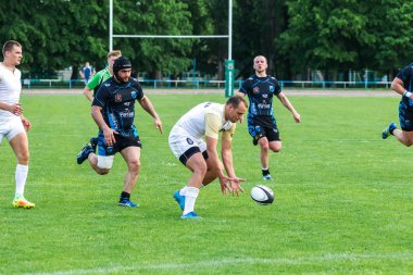 Krasnodar, Rusya Federasyonu - 11,2018 olabilir: Rus Rugby Şampiyonası Erkekler arasında: Kuban (Krasnodar) - beyaz ve Yenisey-Stm - (Krasnoyarsk). Yorucu spor oyunu dramatik oyun anları
