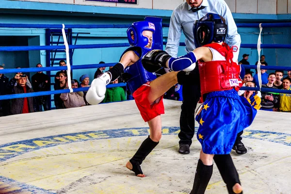 Odessa Ucrania Abril 2015 Copa Ucrania Boxeo Tailandés Entre Niños — Foto de Stock