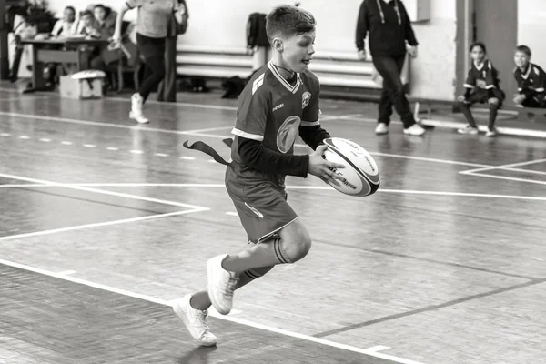 Odessa Ucrania Febrero 2018 Los Niños Pequeños Juegan Rugby Durante — Foto de Stock