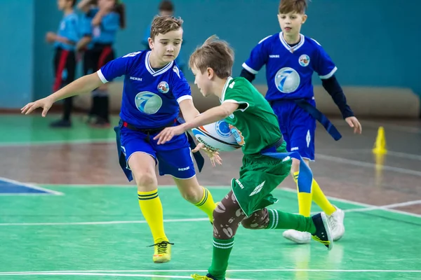 Odessa Ukraina Febr 2018 Dzieci Gry Rugby Podczas Gry Derby — Zdjęcie stockowe