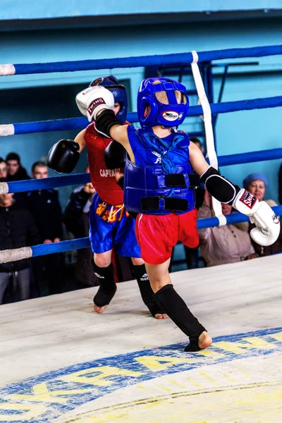 Odessa Ucrania Abril 2015 Copa Ucrania Boxeo Tailandés Entre Niños — Foto de Stock