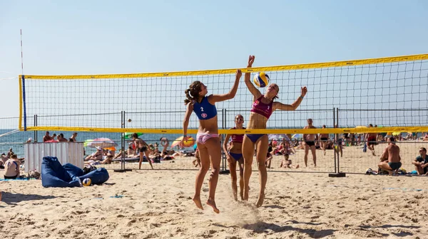 Odessa Ukraina Sierpnia 2017 Ukraińskiej Plaży Mistrzostwa Piłce Siatkowej Plaży — Zdjęcie stockowe
