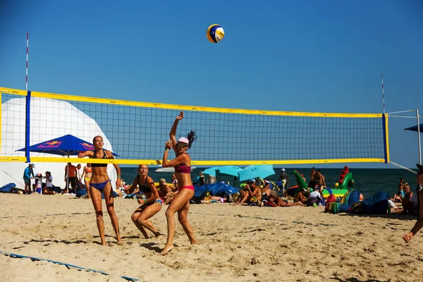 Οδησσός Ουκρανία Αυγούστου 2017 Ουκρανικό Πρωτάθλημα Beach Volley Στην Παραλία — Φωτογραφία Αρχείου