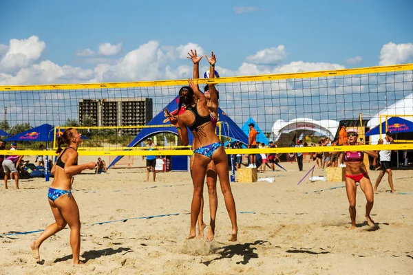 Οδησσός Ουκρανία Αυγούστου 2017 Ουκρανικό Πρωτάθλημα Beach Volley Στην Παραλία — Φωτογραφία Αρχείου
