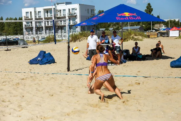 Odessa Oekraïne Augustus 2017 Oekraïens Beach Kampioenschap Volleybal Het Strand — Stockfoto