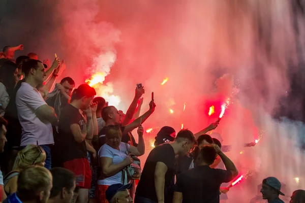 Οδησσός Ουκρανία July2 2018 Φανατικούς Οπαδούς Στις Στάσεις Κατά Διάρκεια — Φωτογραφία Αρχείου