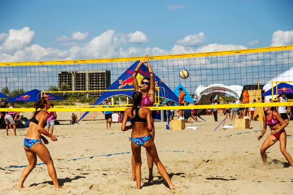 Odessa Ukraine Agosto 2017 Campeonato Ucraniano Voleibol Praia Praia Durante — Fotografia de Stock