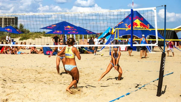 Odessa Ukraine August 2017 Ukrainische Beachvolleyball Meisterschaft Meeresstrand Während Des — Stockfoto