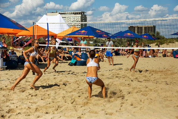 Odessa Ukraine August 2017 Ukrainische Beachvolleyball Meisterschaft Meeresstrand Während Des — Stockfoto