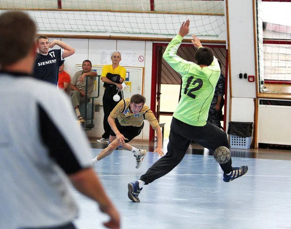 Odessa Ucrânia Setembro 2010 Intensa Partida Handebol Amigável Emocional Entre — Fotografia de Stock