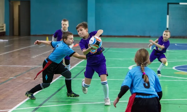 Odessa Ucrania Febrero 2018 Los Niños Pequeños Juegan Rugby Durante — Foto de Stock