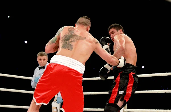 オデッサ ウクライナ 2014年 世界ヘビー級ボクシング チャンピオン アレクサンダー Usyk ウクライナとセザール デイヴィッド Crenz — ストック写真