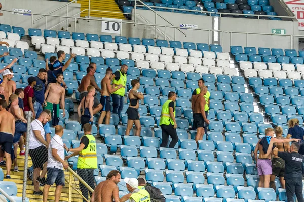 Odessa Ukraine August 2018 Emotional Football Fans Support Team Stadium — Stock Photo, Image