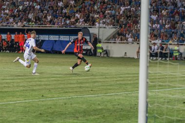 Odessa, Ukrayna - 21 Temmuz 2018. Dinamo Kiev ve Shahtar Donetsk Premier lig liderleri şiddetli ilkeli duygusal maçında Ukrayna Super Kupası maç sırasında