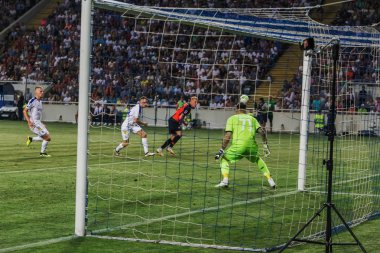 Odessa, Ukrayna - 21 Temmuz 2018. Dinamo Kiev ve Shahtar Donetsk Premier lig liderleri şiddetli ilkeli duygusal maçında Ukrayna Super Kupası maç sırasında