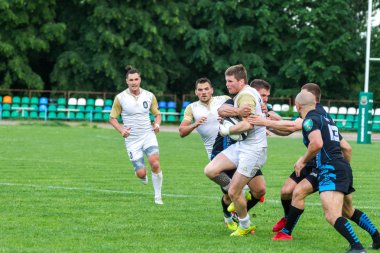 Krasnodar, Rusya Federasyonu - 11,2018 olabilir: Rus Rugby Şampiyonası Erkekler arasında: Kuban (Krasnodar) - beyaz ve Yenisey-Stm - (Krasnoyarsk). Yorucu spor oyunu dramatik oyun anları