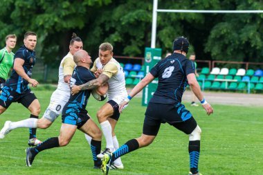 Krasnodar, Rusya Federasyonu - 11,2018 olabilir: Rus Rugby Şampiyonası Erkekler arasında: Kuban (Krasnodar) - beyaz ve Yenisey-Stm - (Krasnoyarsk). Yorucu spor oyunu dramatik oyun anları