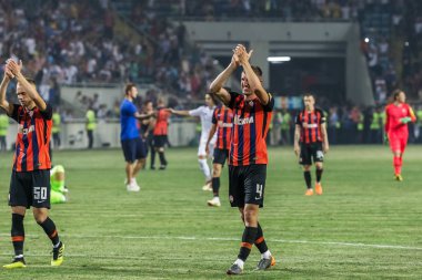 Odessa, Ukrayna - 21 Temmuz 2018. Dinamo Kiev ve Shahtar Donetsk Premier lig liderleri şiddetli ilkeli duygusal maçında Ukrayna Super Kupası maç sırasında