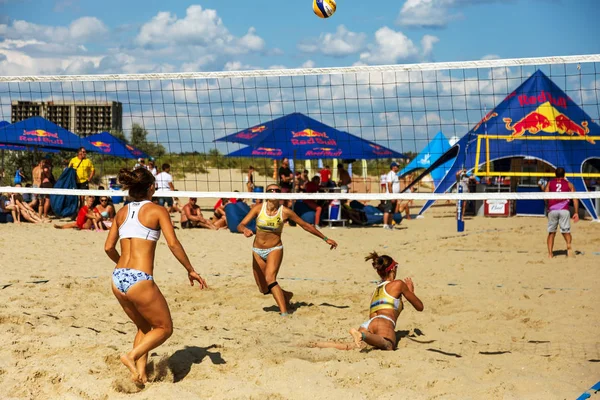 Odessa Ukraine August 2017 Ukrainische Beachvolleyball Meisterschaft Meeresstrand Während Des — Stockfoto