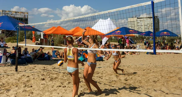 Odessa Ukraine Agosto 2017 Campeonato Ucraniano Voleibol Praia Praia Durante — Fotografia de Stock