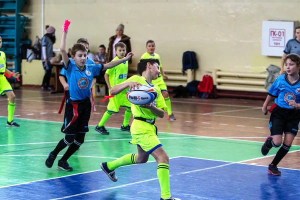 Odessa Ukraine Février 2018 Les Jeunes Enfants Jouent Rugby Pendant — Photo