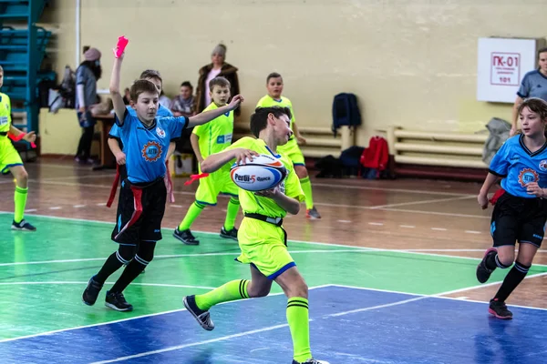 Odessa Ukraine Februar 2018 Kleine Kinder Spielen Rugby Bei Derbys — Stockfoto