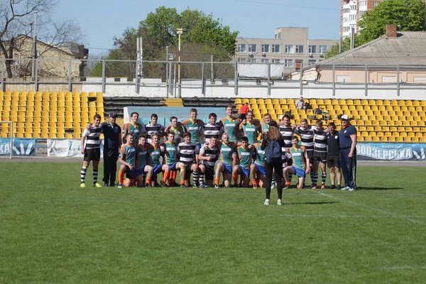 乌克兰奥德萨 2018年4月22日 国际比赛 欧洲橄榄球锦标赛 Politechnik Odessa Sparte Aeim 摩尔多瓦 在男人的比赛中 — 图库照片