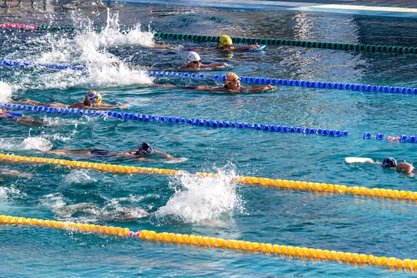 Varna Bulgaria Noviembre 2015 Piscina Deportiva Durante Entrenamiento Niños Nadadores —  Fotos de Stock