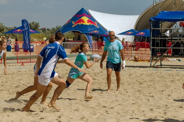 Odessa Ukrayna Ağustos 2017 Uluslararası Rugby Festivali Kum Deniz Beach — Stok fotoğraf