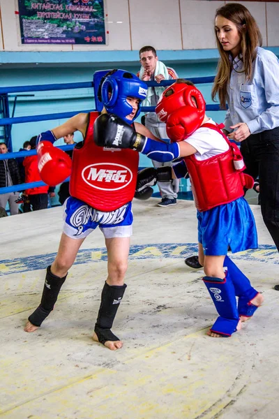 Odessa Ucrania Abril 2015 Copa Ucrania Boxeo Tailandés Entre Niños —  Fotos de Stock