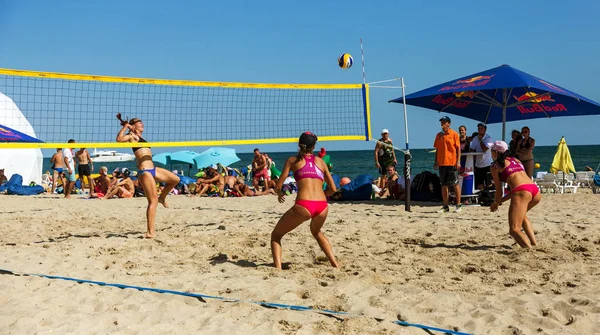 Odessa Ukraine Agosto 2017 Campeonato Ucraniano Voleibol Praia Praia Durante — Fotografia de Stock