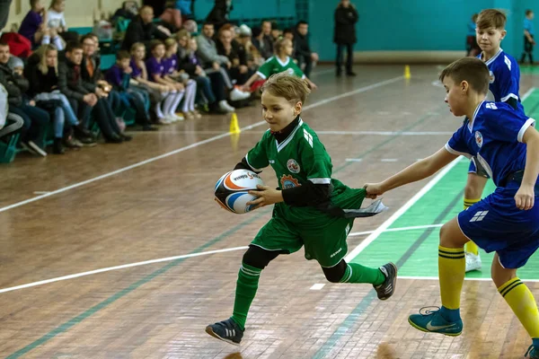 Odessa Ukraina Febr 2018 Dzieci Gry Rugby Podczas Gry Derby — Zdjęcie stockowe