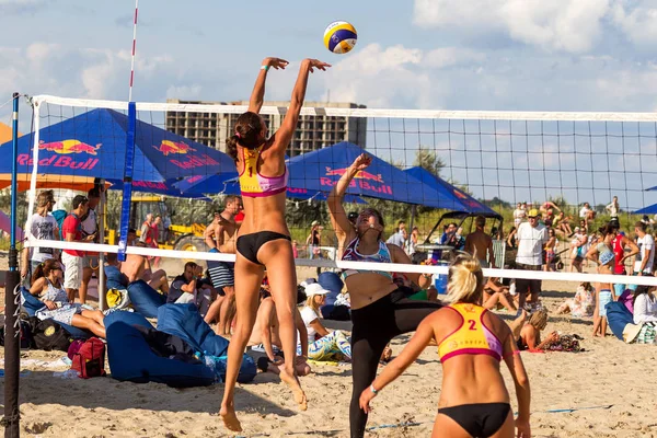 Odessa Ukraine Agosto 2017 Campeonato Ucraniano Voleibol Praia Praia Durante — Fotografia de Stock