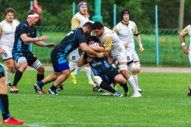 Krasnodar, Rusya Federasyonu - 11,2018 olabilir: Rus Rugby Şampiyonası Erkekler arasında: Kuban (Krasnodar) - beyaz ve Yenisey-Stm - (Krasnoyarsk). Yorucu spor oyunu dramatik oyun anları