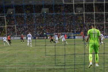 Odessa, Ukrayna - 21 Temmuz 2018. Dinamo Kiev ve Shahtar Donetsk Premier lig liderleri şiddetli ilkeli duygusal maçında Ukrayna Super Kupası maç sırasında