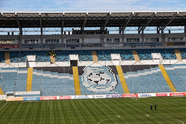 Odessa Ukrajna 2018 Üres Stadion Állványok Régi Műanyag Székek Sok — Stock Fotó