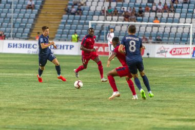 Odessa, Ukrayna - 9 Ağustos 2018: Uefa Avrupa Ligi 2018 Fc Mariupol (Ukrayna) - Fc Girondins de Bordeaux (Fransa) gergin bir futbol maçı Avrupa Ligi. Bordeaux - Fransa - kırmızı