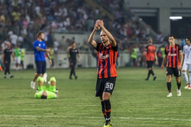 Odessa, Ukrayna - 21 Temmuz 2018. Dinamo Kiev ve Shahtar Donetsk Premier lig liderleri şiddetli ilkeli duygusal maçında Ukrayna Super Kupası maç sırasında