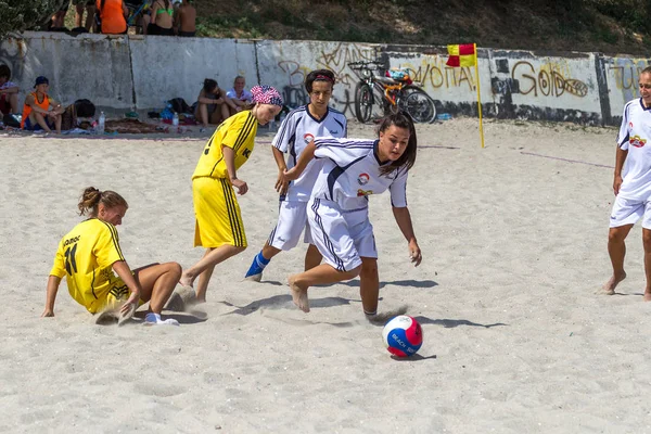 Odessa Ukraina Sierpnia 2015 Mistrzostwa Ukrainy Piłce Nożnej Plaży Wśród — Zdjęcie stockowe