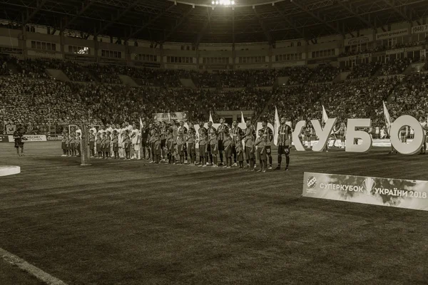 Οδησσός Ουκρανία Ιουλίου 2018 Ομάδα Ποδοσφαίρου Της Shakhter Στην Τελετή — Φωτογραφία Αρχείου