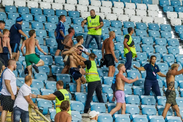 Odessa Ukraine August 2018 Emotional Football Fans Support Team Stadium — Stock Photo, Image