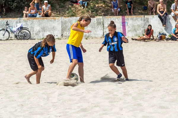 Odessa Ukraina Sierpnia 2015 Mistrzostwa Ukrainy Piłce Nożnej Plaży Wśród — Zdjęcie stockowe