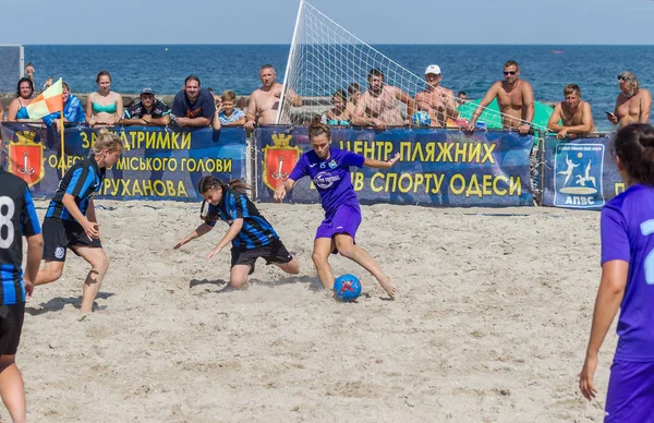 Odessa Ukraina Lipiec 2018 Beach Soccer Championship Wśród Amatorskie Kobiet — Zdjęcie stockowe