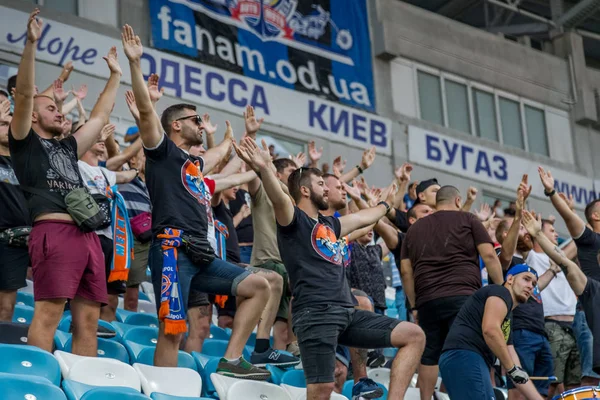 Odessa Ucraina Agosto 2018 Tifosi Emotivi Supportano Squadra Allo Stadio — Foto Stock