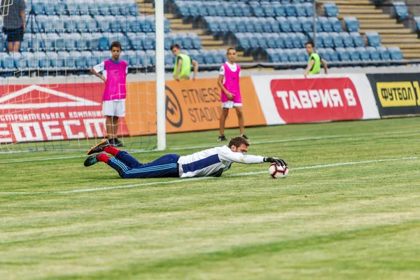 Odessa Ukraina Augusti 2018 Fotbollsspelare Djurgårdens Sverige Melkemichel Ozcan Fotbollsplan — Stockfoto