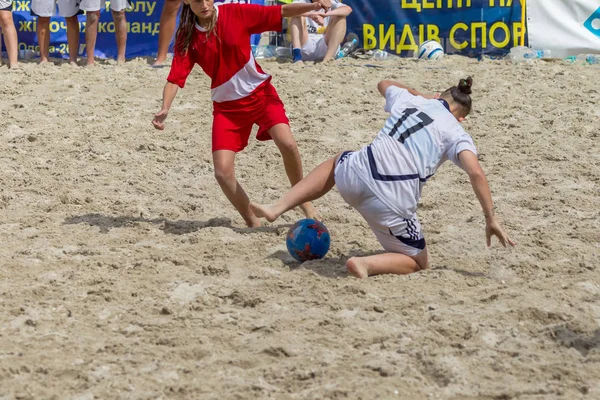 Odessa Ucrânia Julho 2018 Campeonato Futebol Praia Entre Mulheres Amadoras — Fotografia de Stock