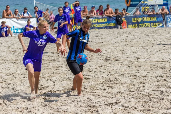 Odessa Ukraina Lipiec 2018 Beach Soccer Championship Wśród Amatorskie Kobiet — Zdjęcie stockowe