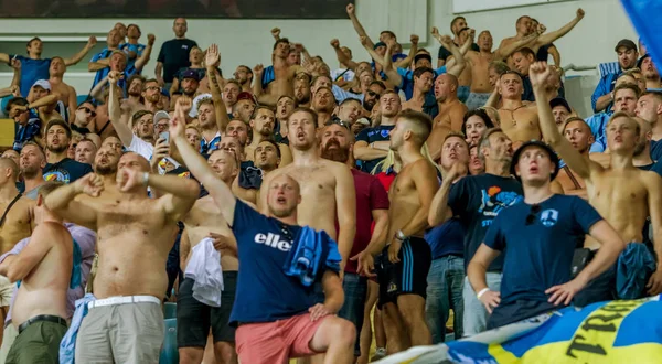 Odessa Ucraina Agosto 2018 Tifosi Emotivi Supportano Squadra Allo Stadio — Foto Stock