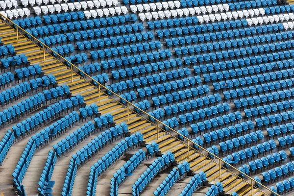 Lege Oude Plastic Stoelen Tribunes Van Het Stadion Veel Lege — Stockfoto